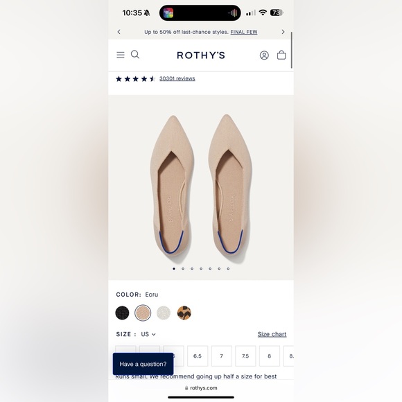 Rothy’s “the point” nude flats - Picture 3 of 3